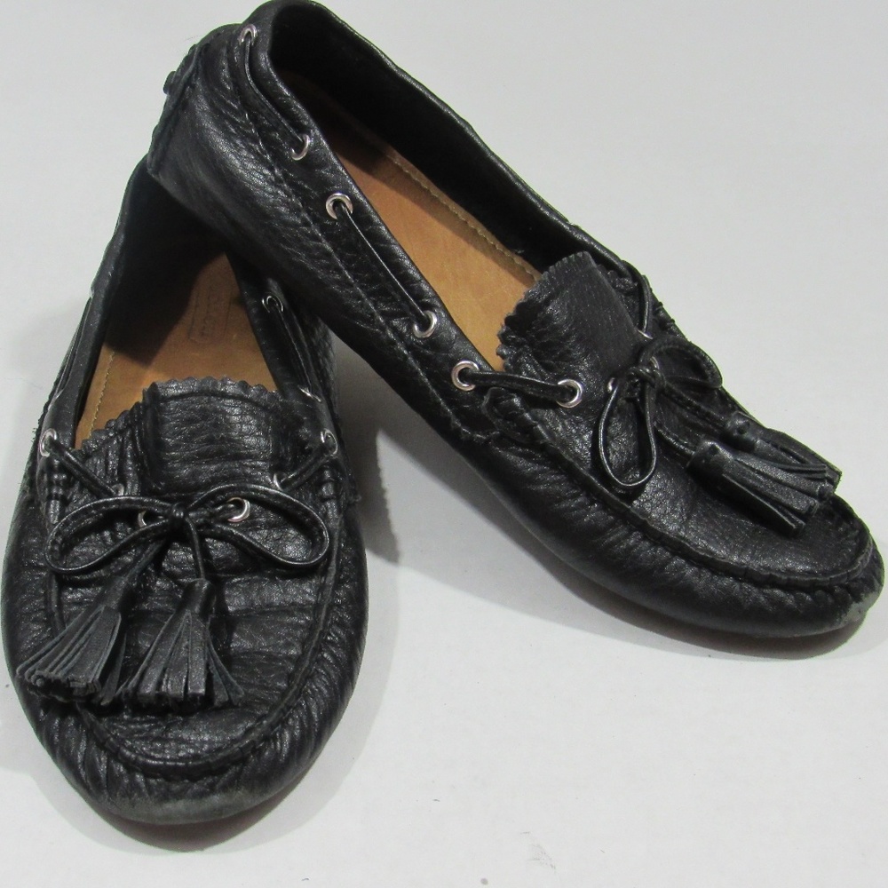 Coach Black Nadia Leather Driver Loafer/Moccasins